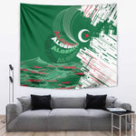 Algeria Football Tapestry Glitch Effect Desert Lines And Star Crescent