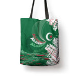 Algeria Football Tote Bag Glitch Effect Desert Lines And Star Crescent