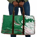 Algeria Football Travel Bag Glitch Effect Desert Lines And Star Crescent
