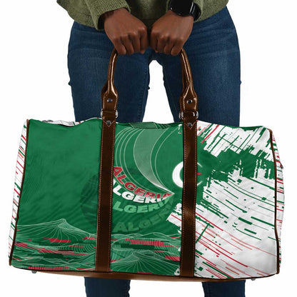 Algeria Football Travel Bag Glitch Effect Desert Lines And Star Crescent