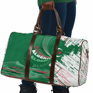Algeria Football Travel Bag Glitch Effect Desert Lines And Star Crescent