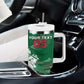 Custom Algeria Football Tumbler With Handle Glitch Effect Desert Lines And Star Crescent