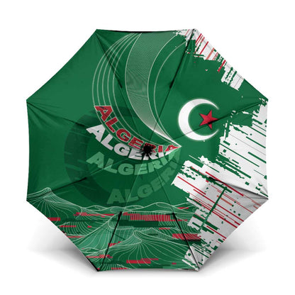 Algeria Football Umbrella Glitch Effect Desert Lines And Star Crescent