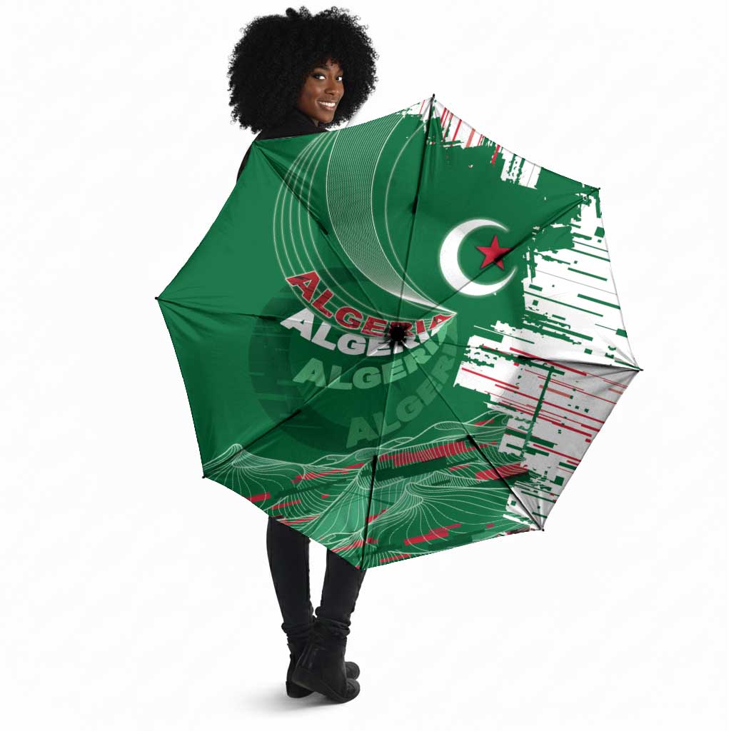 Algeria Football Umbrella Glitch Effect Desert Lines And Star Crescent