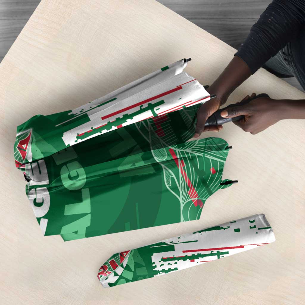 Algeria Football Umbrella Glitch Effect Desert Lines And Star Crescent