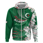 Custom Algeria Football Zip Hoodie Glitch Effect Desert Lines And Star Crescent
