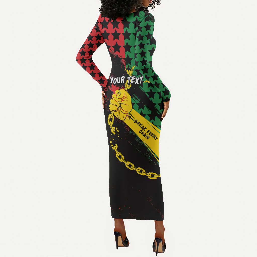 Personalized Juneteenth 1865 Long Sleeve Bodycon Dress Break Every Chain