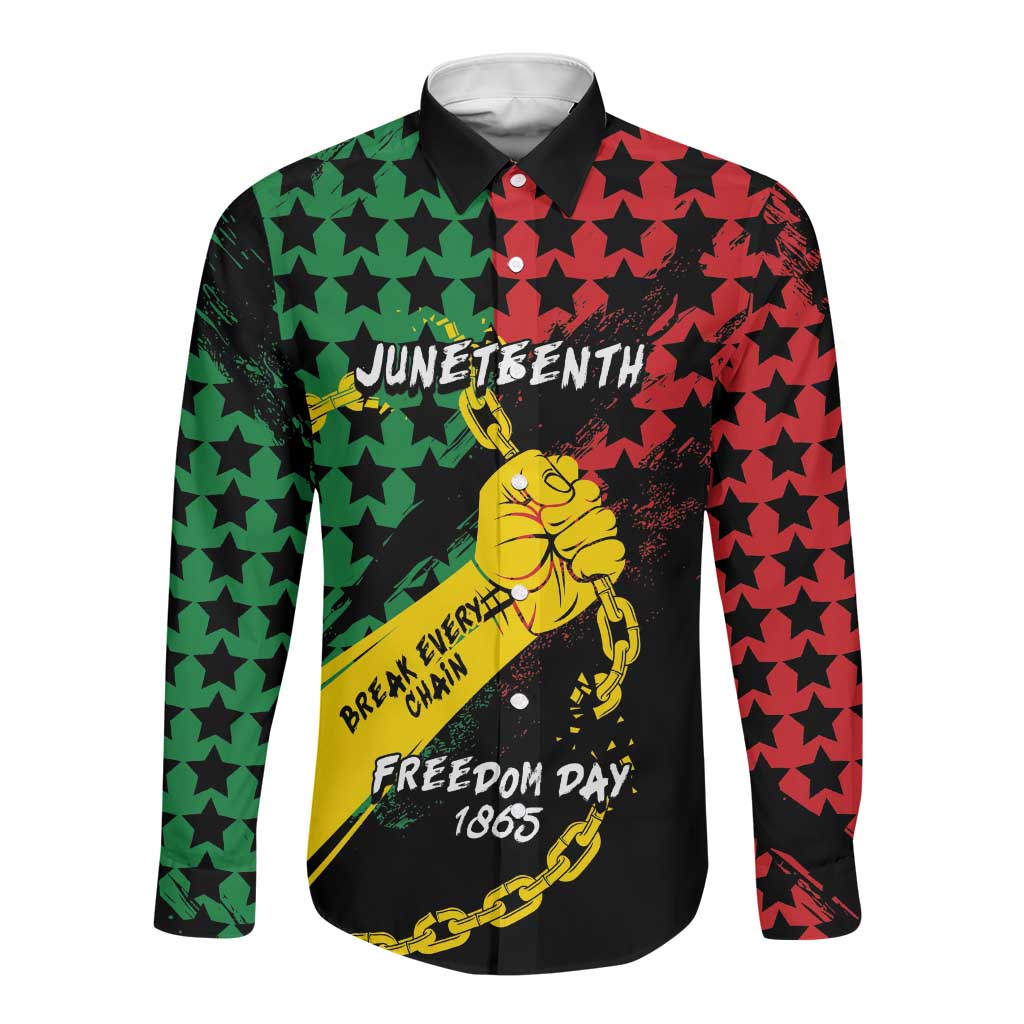 Personalized Juneteenth 1865 Long Sleeve Button Shirt Break Every Chain