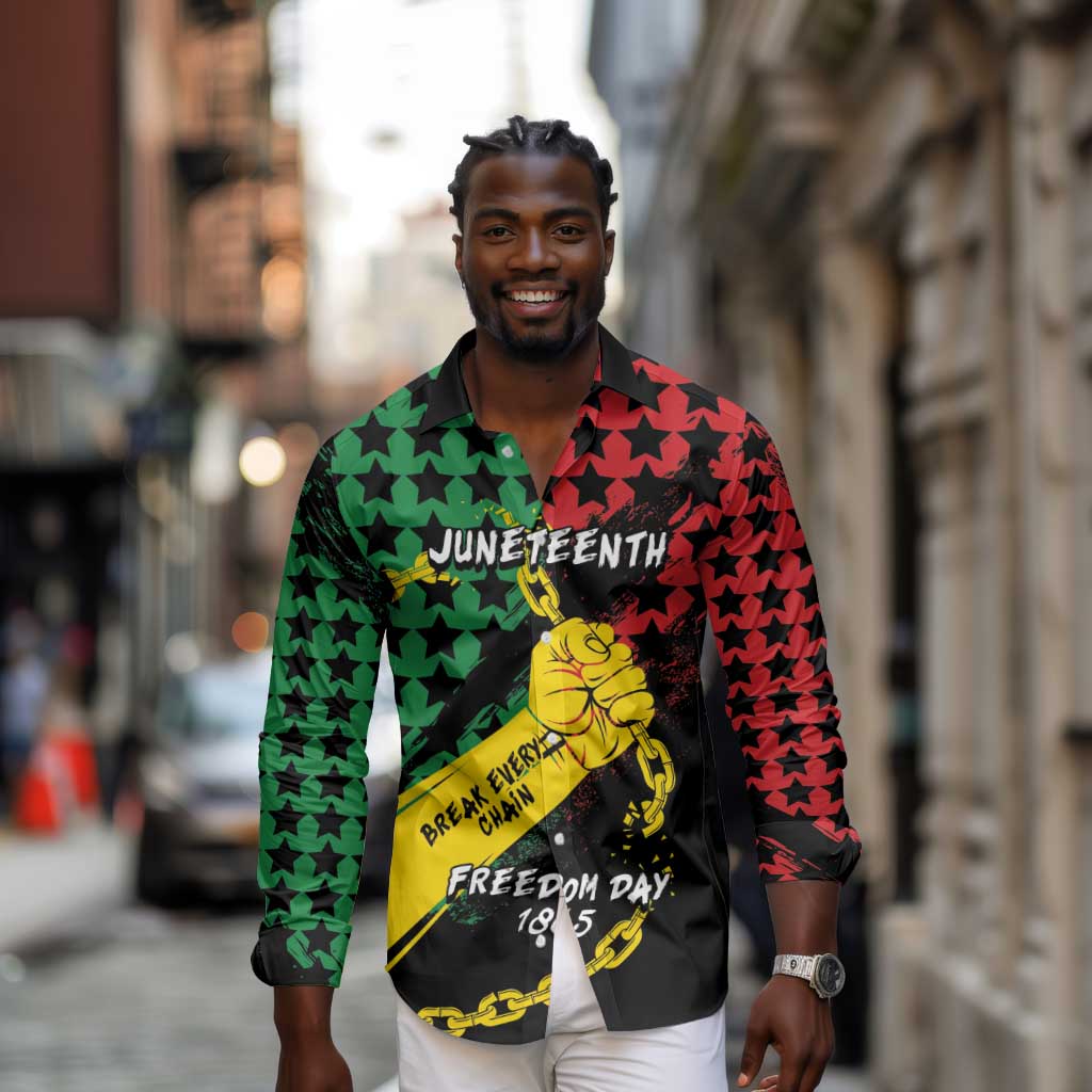 Personalized Juneteenth 1865 Long Sleeve Button Shirt Break Every Chain