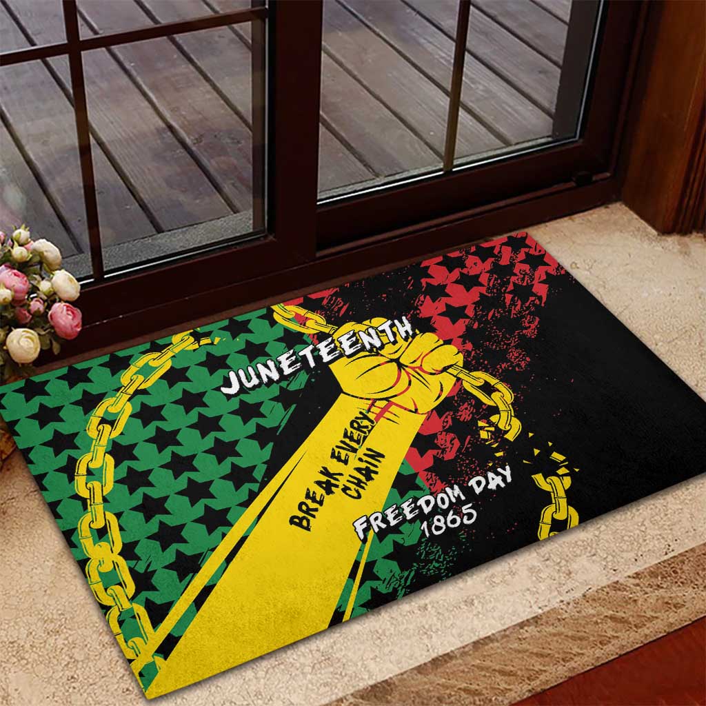 Juneteenth 1865 Rubber Doormat Break Every Chain