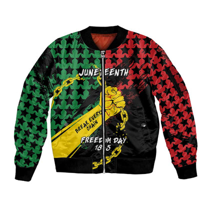 Personalized Juneteenth 1865 Sleeve Zip Bomber Jacket Break Every Chain