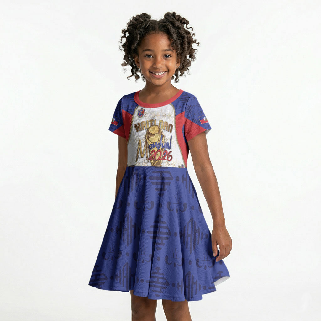Custom Haiti Nan Mondyal 2026 Kid Short Sleeve Dress Road To Glory