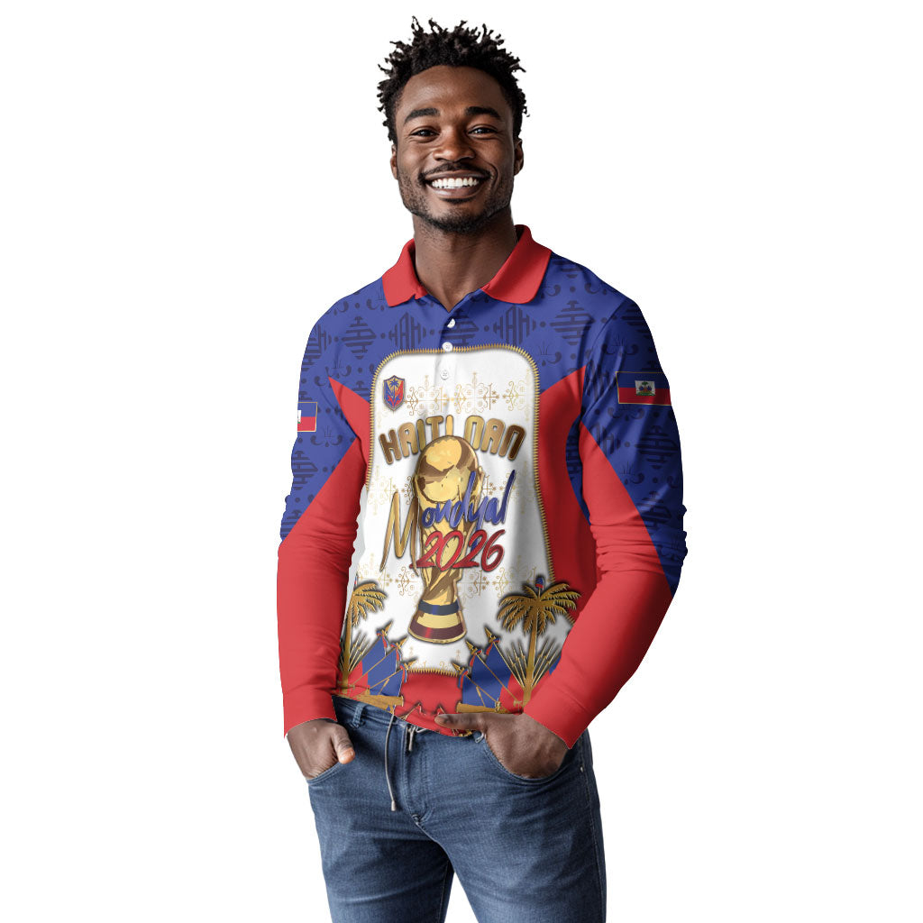 Custom Haiti Nan Mondyal 2026 Long Sleeve Polo Shirt Road To Glory