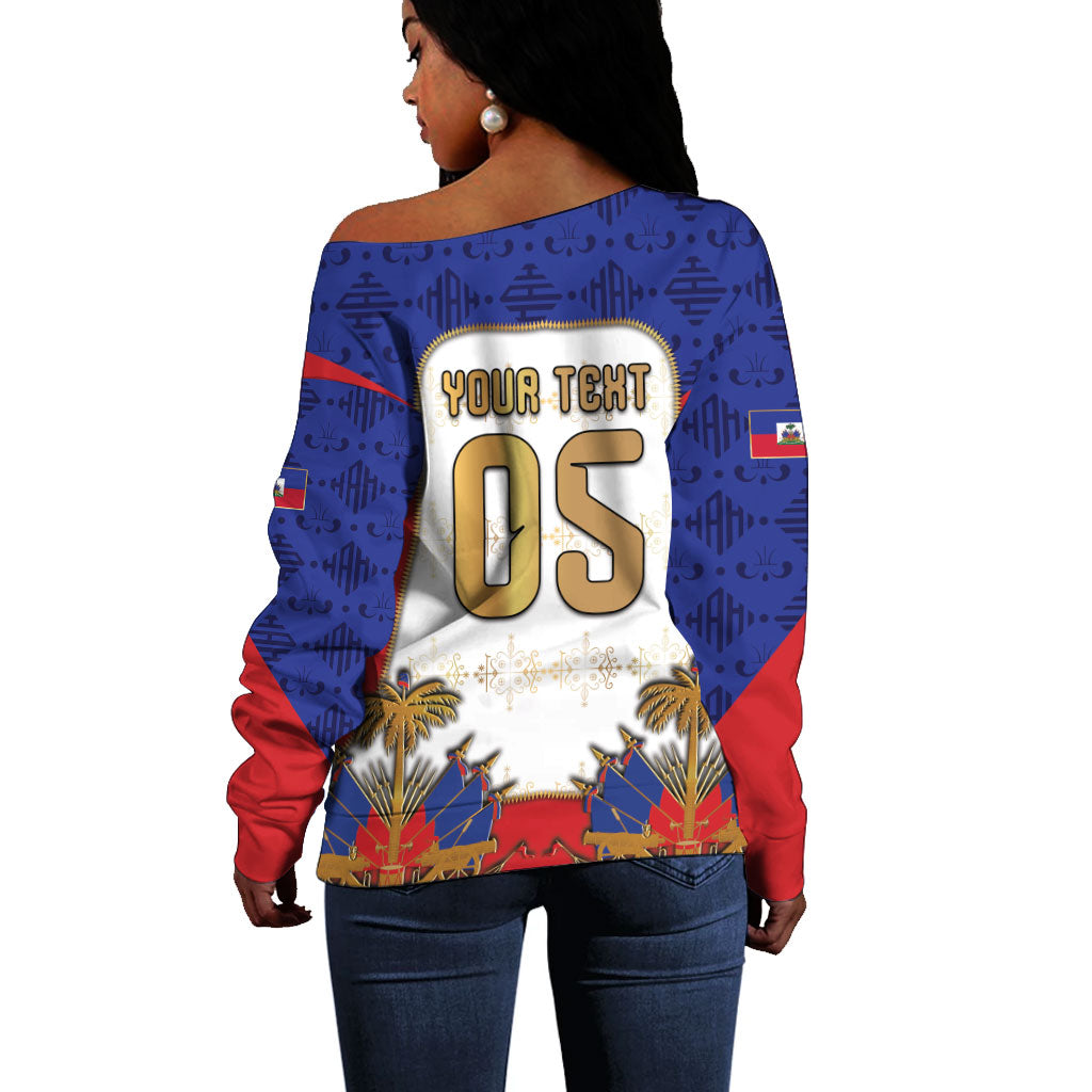 Custom Haiti Nan Mondyal 2026 Off Shoulder Sweater Road To Glory