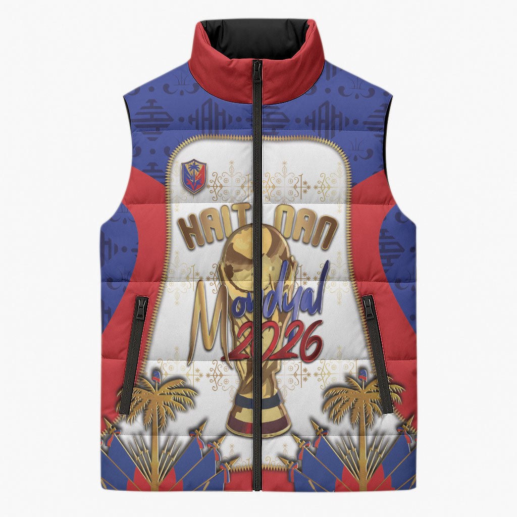 Custom Haiti Nan Mondyal 2026 Sleeveless Puffer Jacket Road To Glory