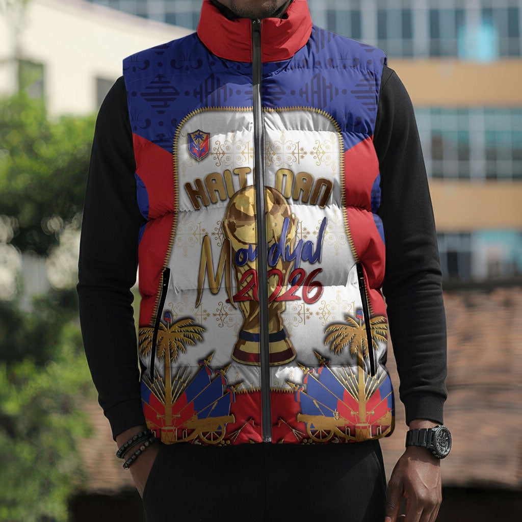 Custom Haiti Nan Mondyal 2026 Sleeveless Puffer Jacket Road To Glory