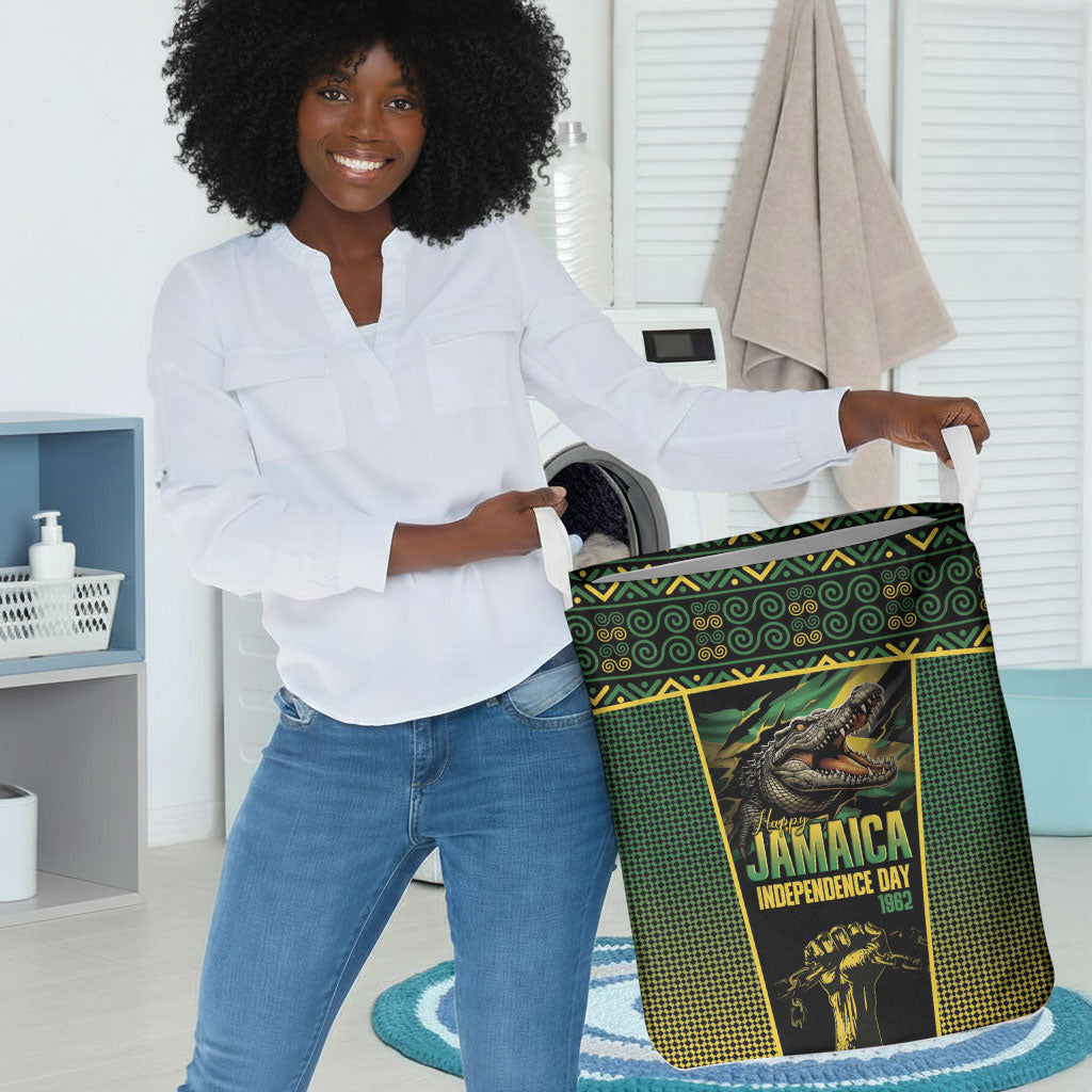 Jamaica Independence Day Laundry Basket Crocodile Broken Chain Freedom