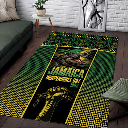 Jamaica Independence Day Area Rug Crocodile Broken Chain Freedom