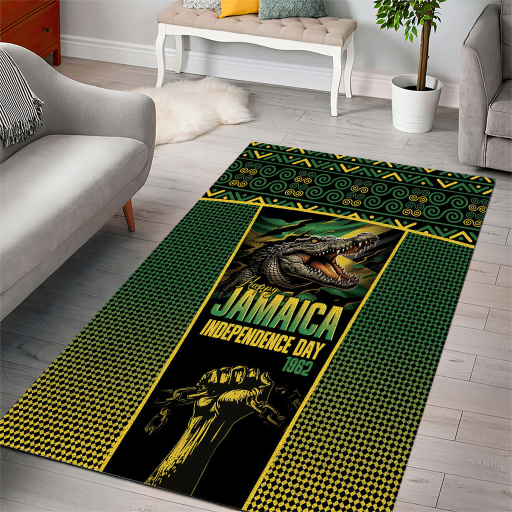Jamaica Independence Day Area Rug Crocodile Broken Chain Freedom