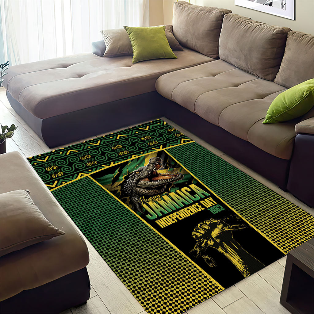 Jamaica Independence Day Area Rug Crocodile Broken Chain Freedom