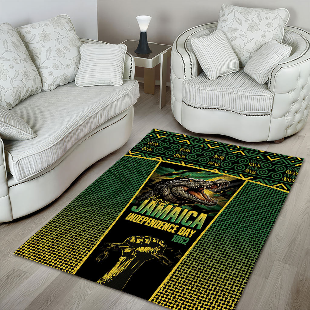 Jamaica Independence Day Area Rug Crocodile Broken Chain Freedom