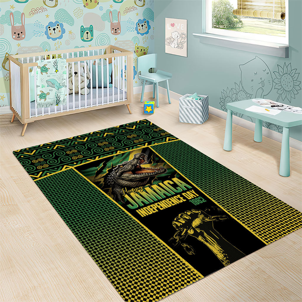 Jamaica Independence Day Area Rug Crocodile Broken Chain Freedom