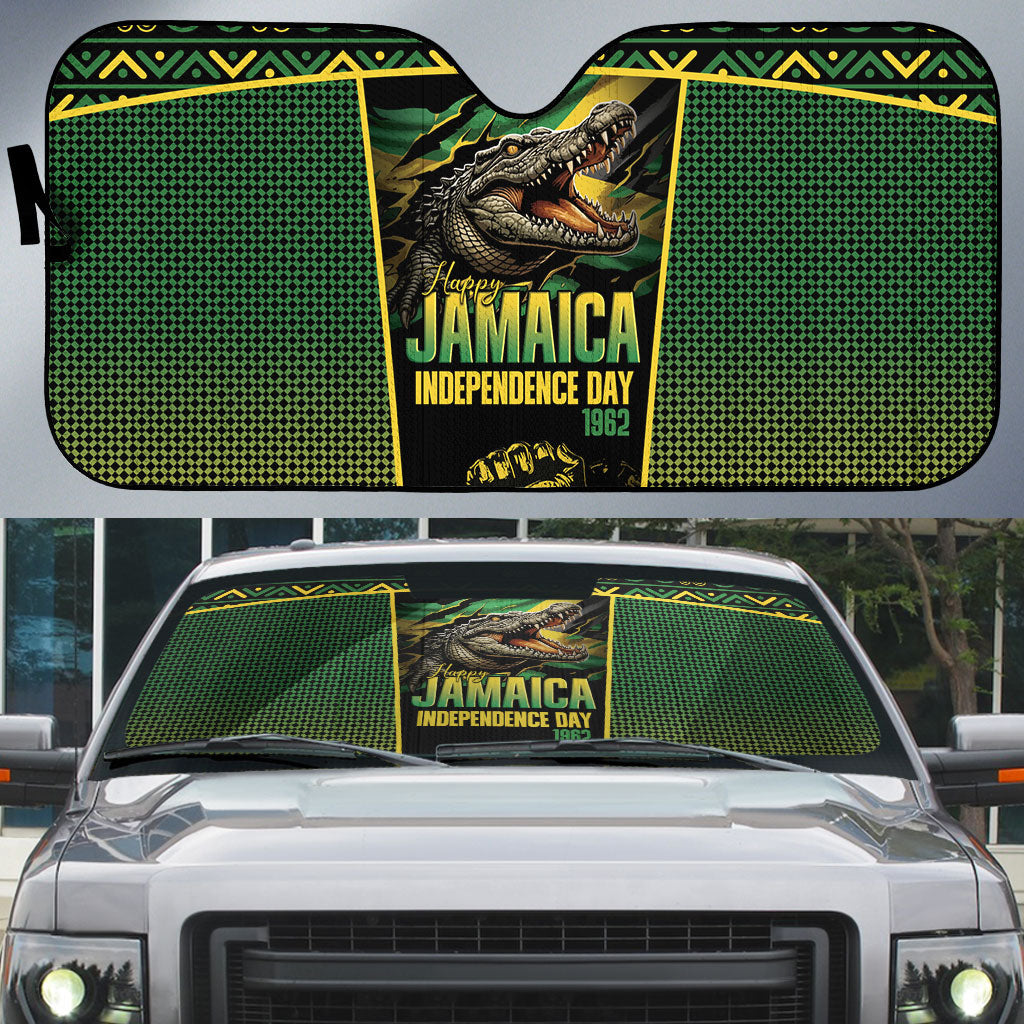 Jamaica Independence Day Auto Sun Shade Crocodile Broken Chain Freedom