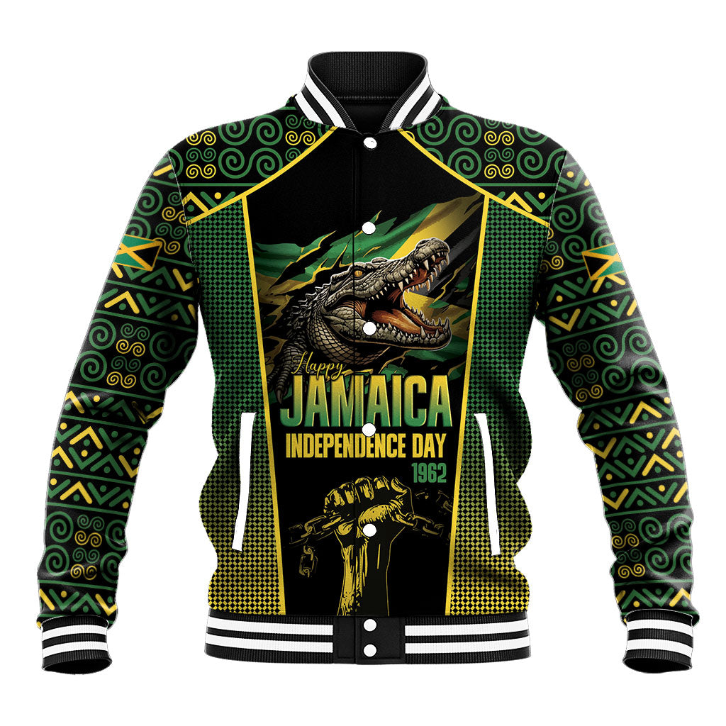Jamaica Independence Day Baseball Jacket Crocodile Broken Chain Freedom