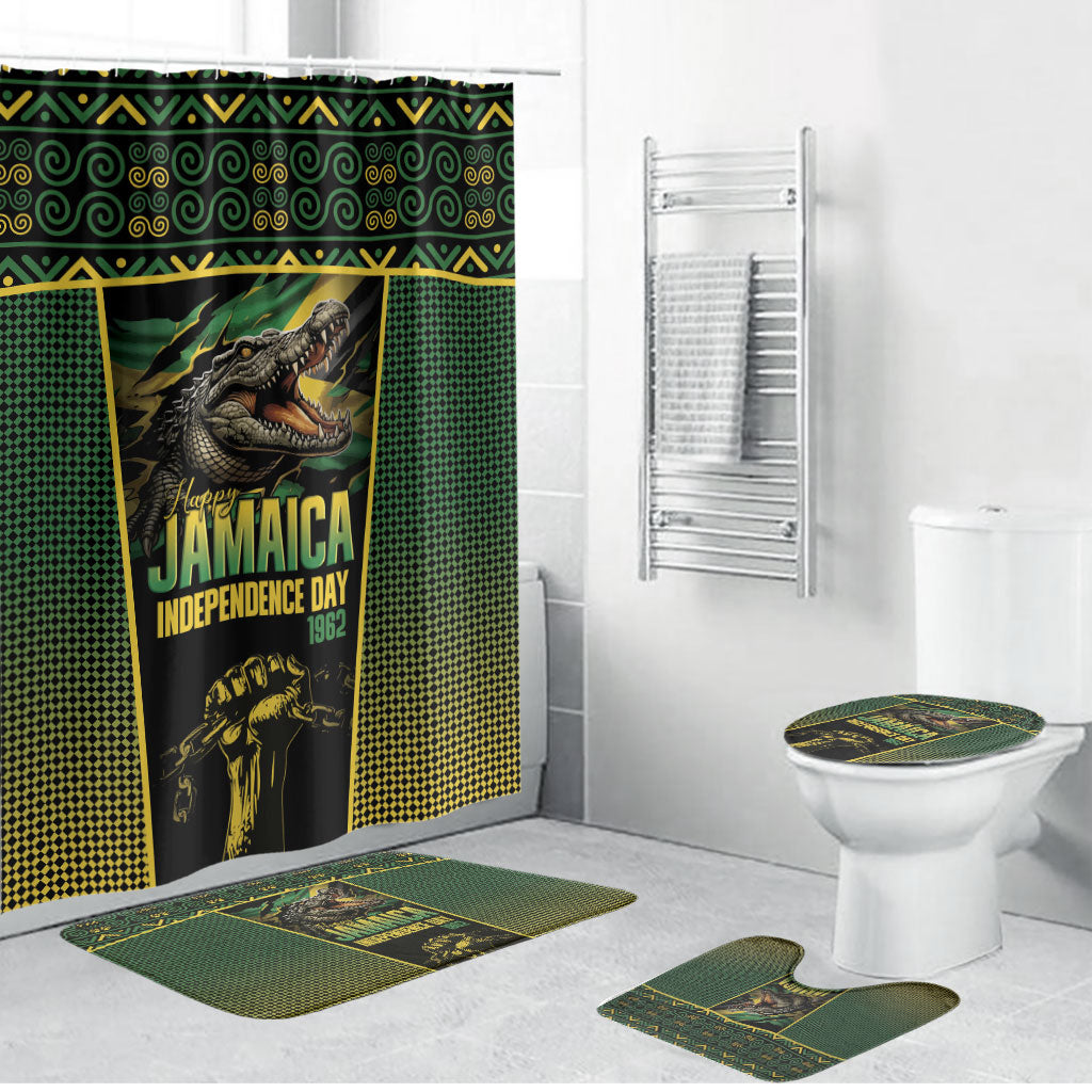Jamaica Independence Day Bathroom Set Crocodile Broken Chain Freedom