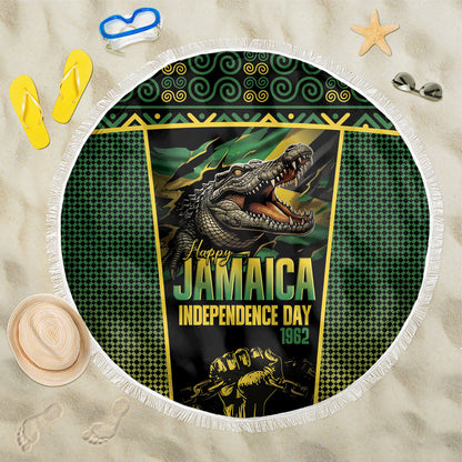 Jamaica Independence Day Beach Blanket Crocodile Broken Chain Freedom