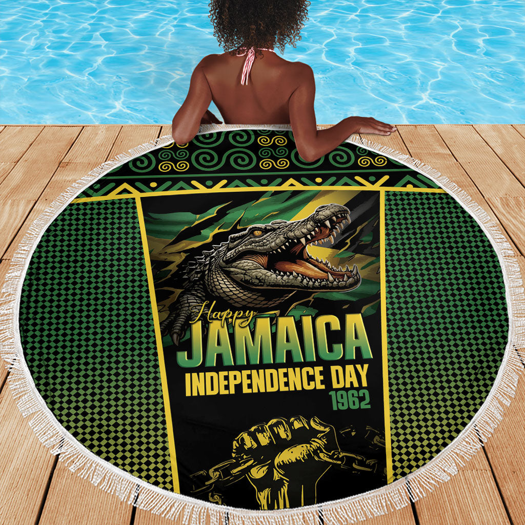 Jamaica Independence Day Beach Blanket Crocodile Broken Chain Freedom