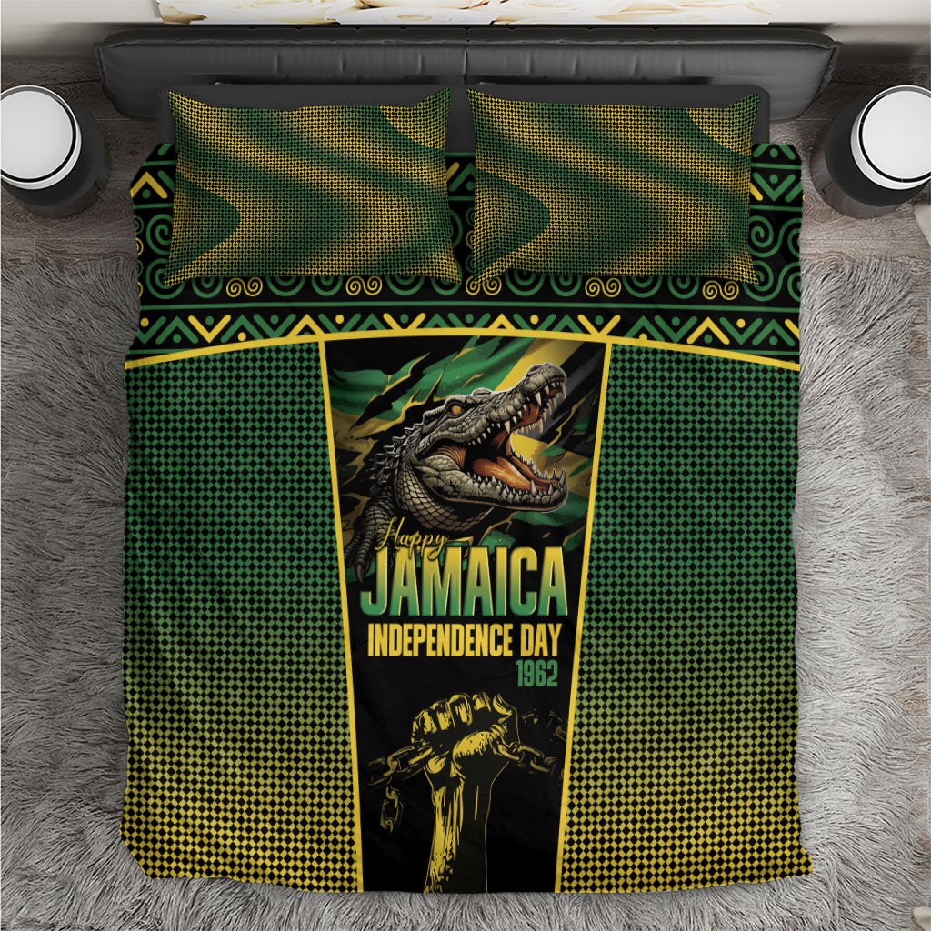 Jamaica Independence Day Bedding Set Crocodile Broken Chain Freedom