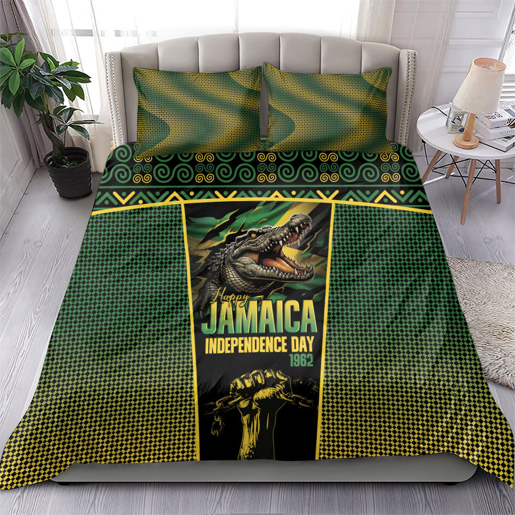 Jamaica Independence Day Bedding Set Crocodile Broken Chain Freedom