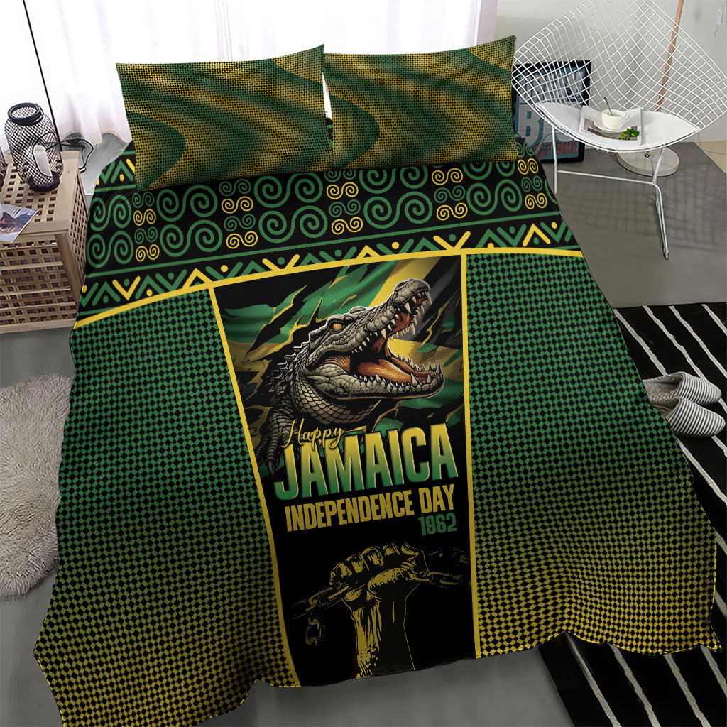 Jamaica Independence Day Bedding Set Crocodile Broken Chain Freedom
