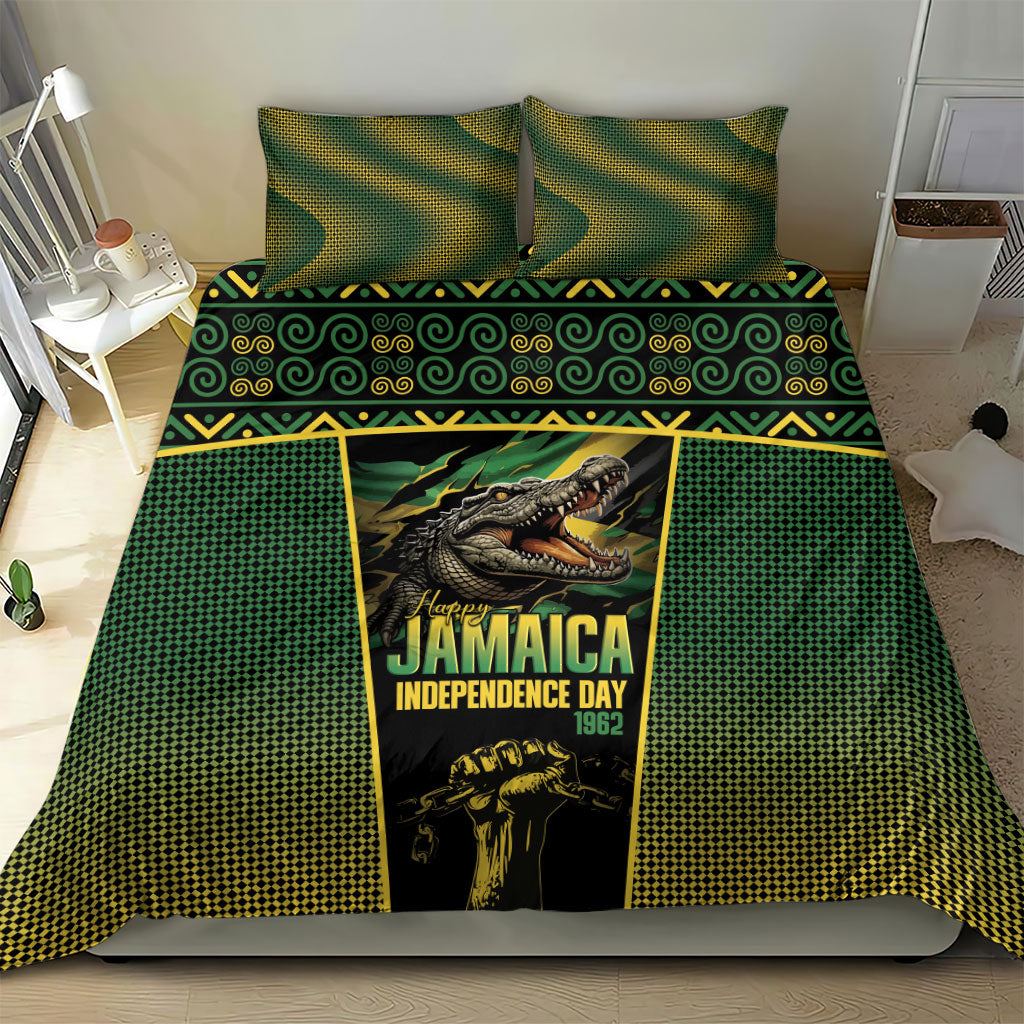 Jamaica Independence Day Bedding Set Crocodile Broken Chain Freedom
