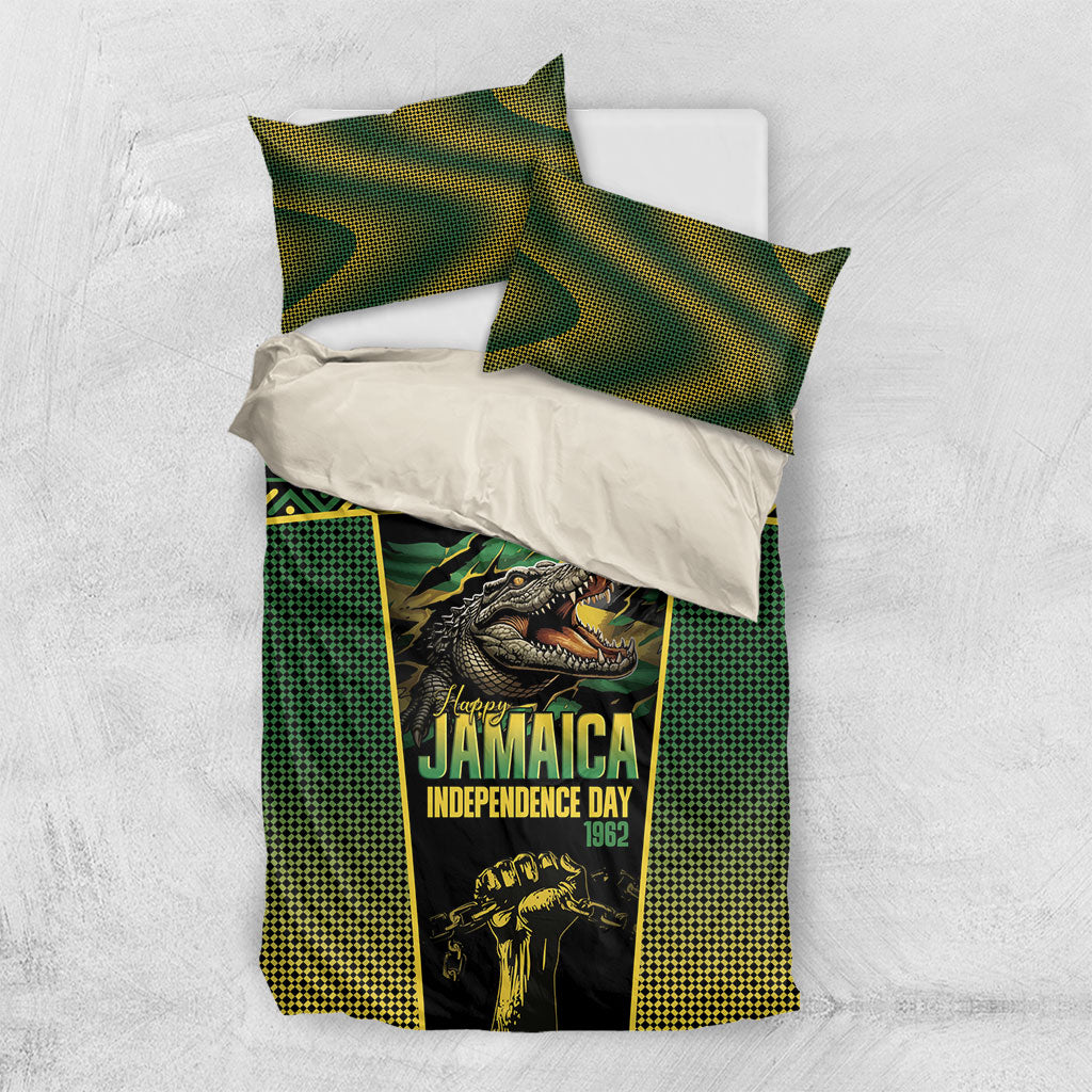 Jamaica Independence Day Bedding Set Crocodile Broken Chain Freedom