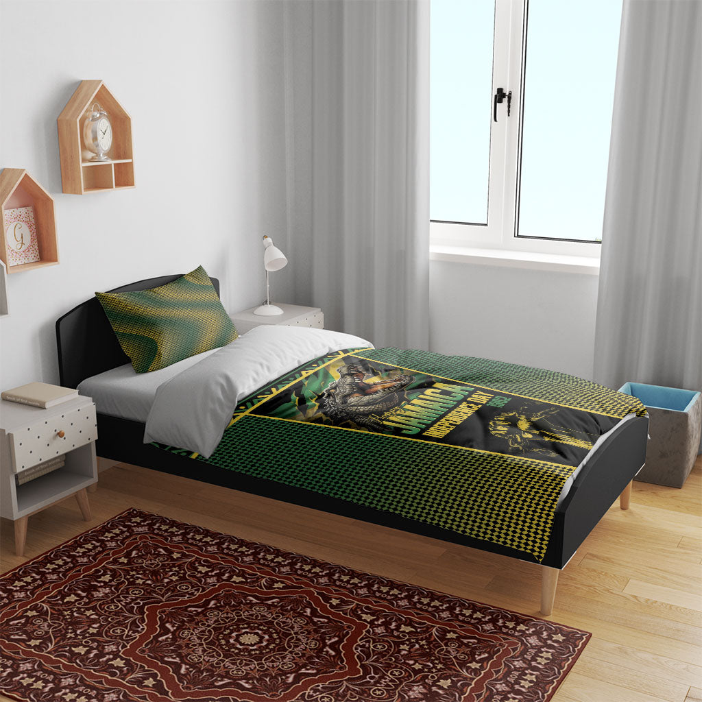 Jamaica Independence Day Bedding Set Crocodile Broken Chain Freedom