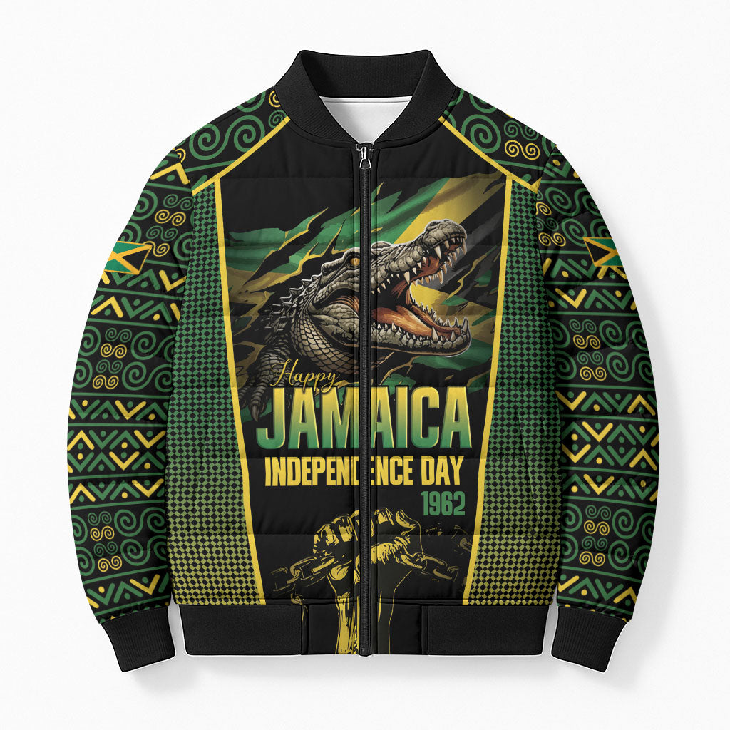 Jamaica Independence Day Bomber Puffer Jacket Crocodile Broken Chain Freedom