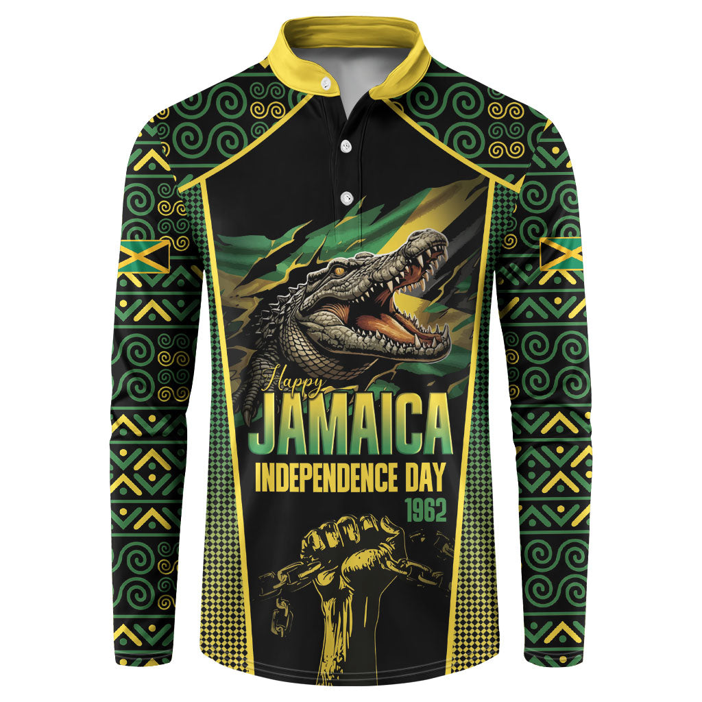 Jamaica Independence Day Button Sweatshirt Crocodile Broken Chain Freedom