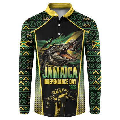 Jamaica Independence Day Button Sweatshirt Crocodile Broken Chain Freedom