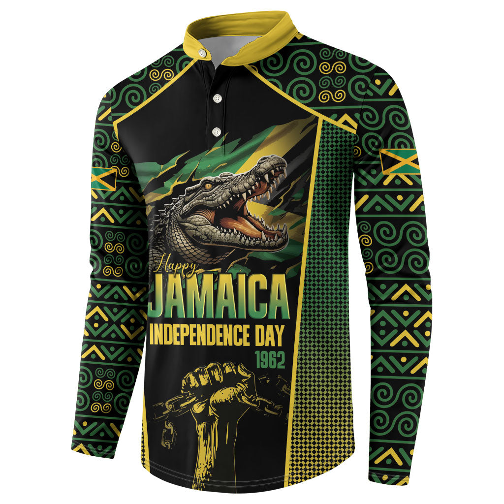Jamaica Independence Day Button Sweatshirt Crocodile Broken Chain Freedom