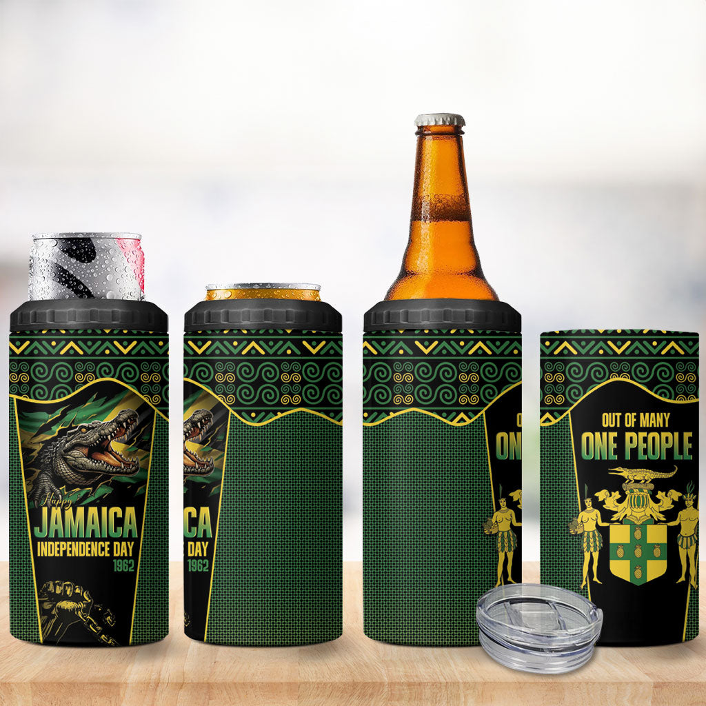 Jamaica Independence Day 4 in 1 Can Cooler Tumbler Crocodile Broken Chain Freedom