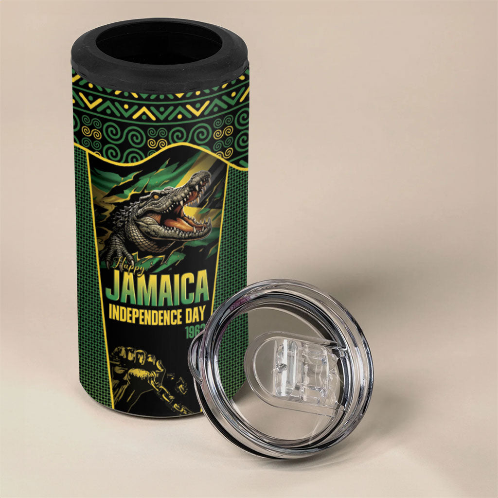 Jamaica Independence Day 4 in 1 Can Cooler Tumbler Crocodile Broken Chain Freedom