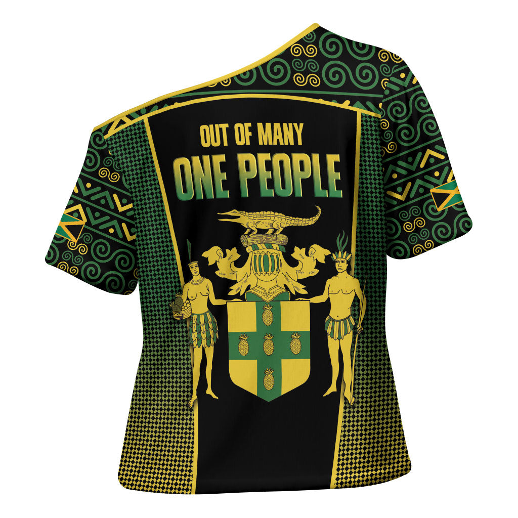 Jamaica Independence Day Cross Shoulder Shirt Crocodile Broken Chain Freedom