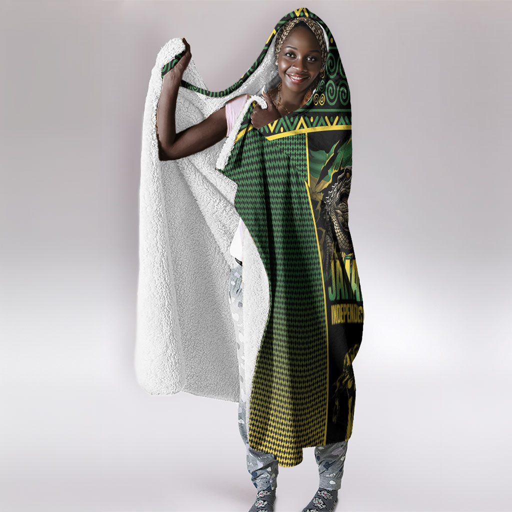 Jamaica Independence Day Hooded Blanket Crocodile Broken Chain Freedom