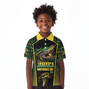 Jamaica Independence Day Kid Polo Shirt Crocodile Broken Chain Freedom