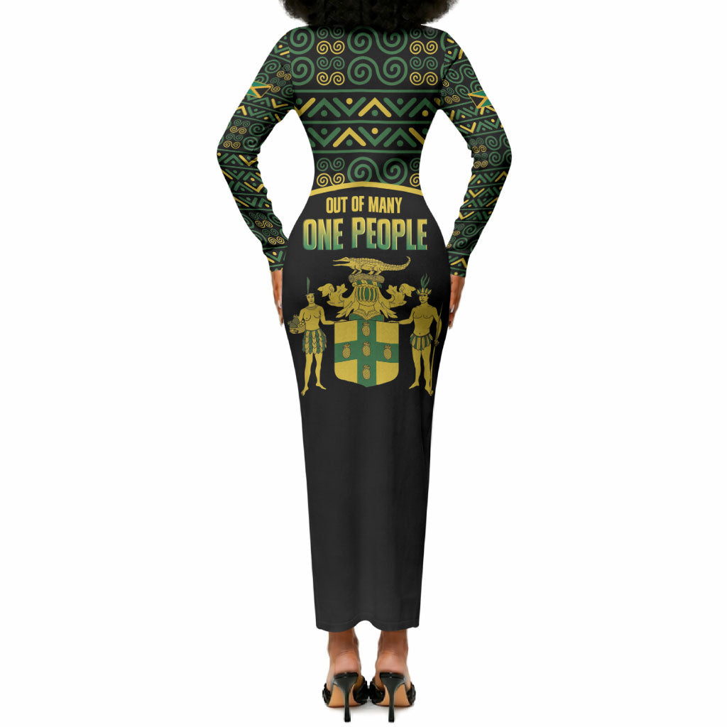 Jamaica Independence Day Long Sleeve Bodycon Dress Crocodile Broken Chain Freedom