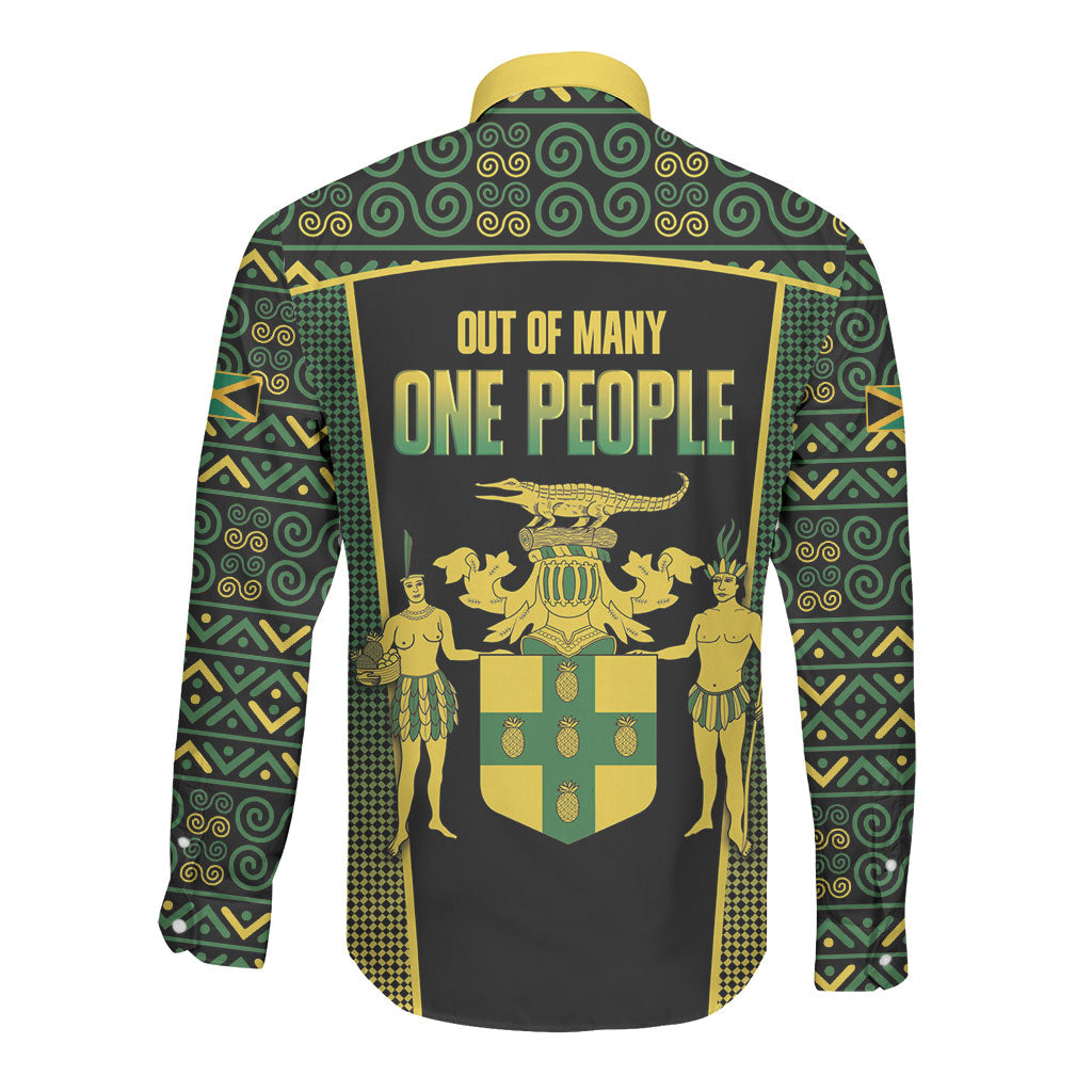 Jamaica Independence Day Long Sleeve Button Shirt Crocodile Broken Chain Freedom