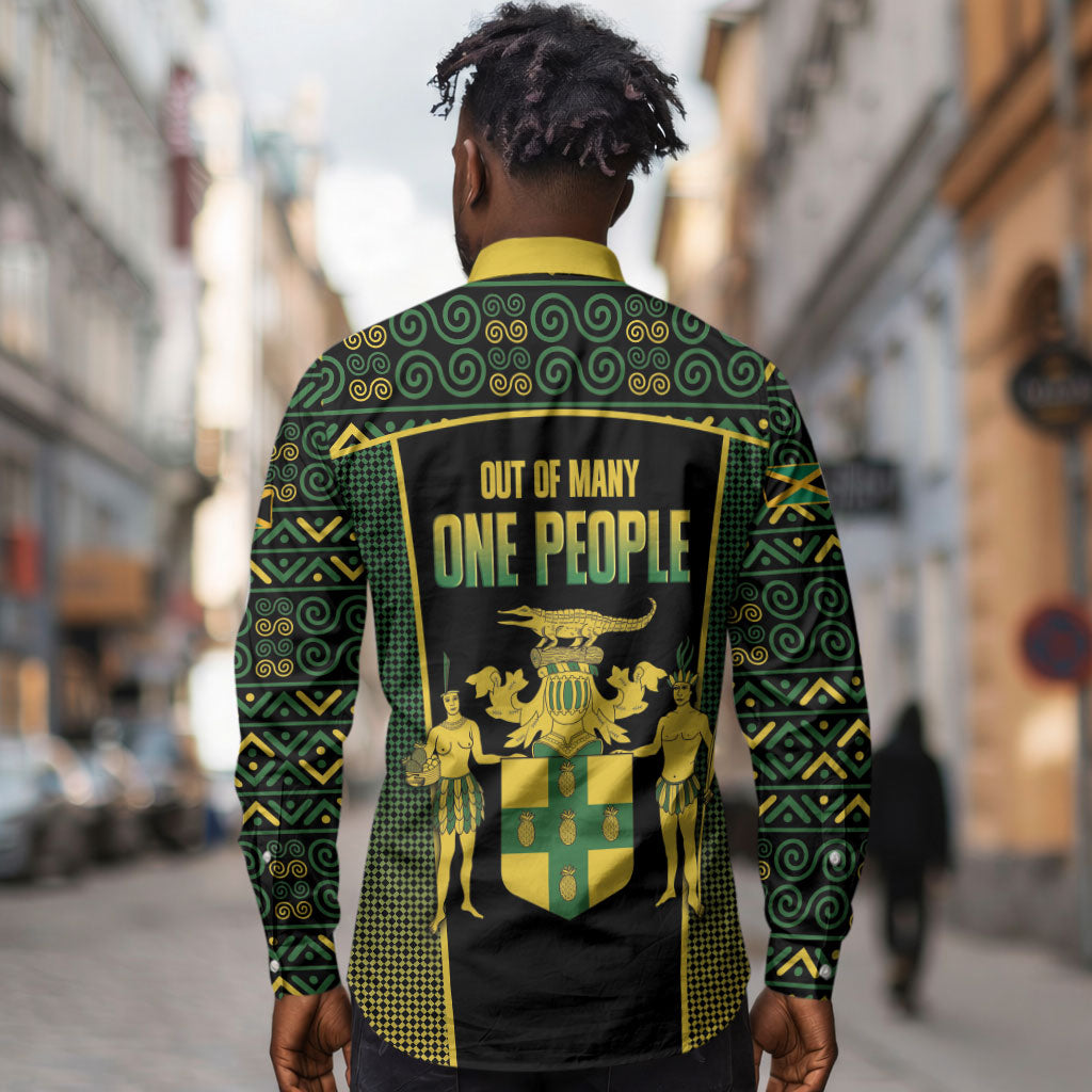 Jamaica Independence Day Long Sleeve Button Shirt Crocodile Broken Chain Freedom
