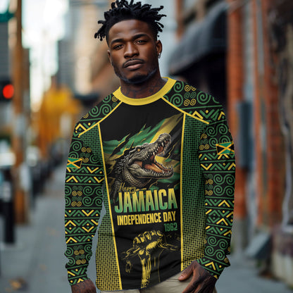 Jamaica Independence Day Long Sleeve Shirt Crocodile Broken Chain Freedom